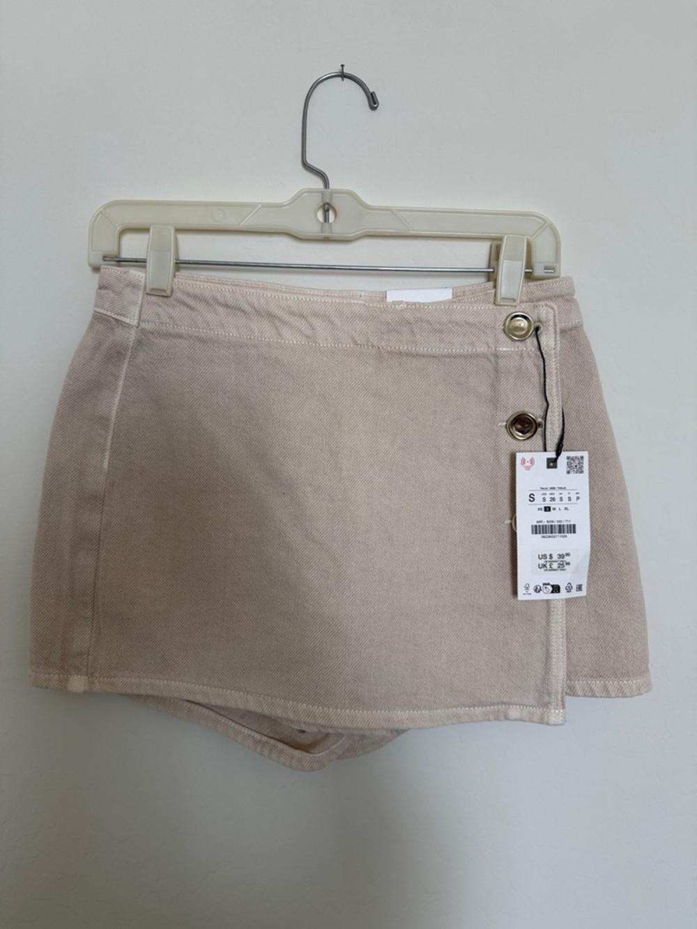 Zara Beige Tailored Skort with Button Detail
